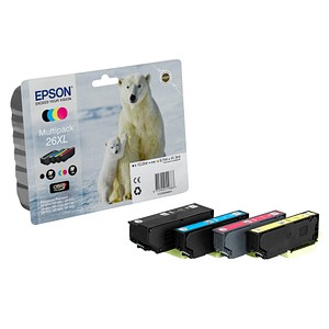 4 EPSON 26XL / T2636XL schwarz, cyan, magenta, gelb Tintenpatronen 4 EPSON 26XL / T2636XL schwarz, cyan, magenta, gelb Tintenpatronen