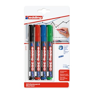 4 edding 360 Whiteboard-Marker farbsortiert 1,5 - 3,0 mm 4 edding 360 Whiteboard-Marker farbsortiert 1,5 - 3,0 mm