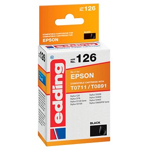 edding EDD-126 schwarz Tintenpatrone ersetzt EPSON T0711/T0891 edding EDD-126 schwarz Tintenpatrone ersetzt EPSON T0711/T0891