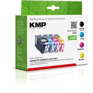 4 KMP C72V schwarz, cyan, magenta, gelb Tintenpatronen ersetzen Canon PGI-520 BK, CLI-521 C/M/Y 4 KMP C72V schwarz, cyan, magenta, gelb Tintenpatronen ersetzen Canon PGI-520 BK, CLI-521 C/M/Y