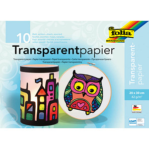 folia Transparentpapier farbsortiert 42 g/qm 10 Blatt folia Transparentpapier farbsortiert 42 g/qm 10 Blatt