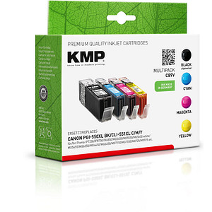 4 KMP C89V schwarz, cyan, magenta, gelb Tintenpatronen ersetzen Canon PGI-550 XL BK, CLI-551 XL C/M/Y 4 KMP C89V schwarz, cyan, magenta, gelb Tintenpatronen ersetzen Canon PGI-550 XL BK, CLI-551 XL C/M/Y