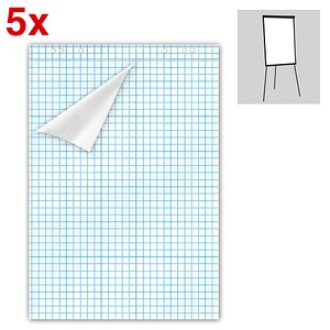 Flipchart-Papier kariert 67,5 x 98,0 cm, 20 Blatt, 5 Blöcke Flipchart-Papier kariert 67,5 x 98,0 cm, 20 Blatt, 5 Blöcke