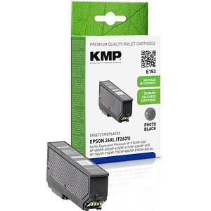 KMP E153 Foto schwarz Tintenpatrone ersetzt EPSON 26XL / T2631XL KMP E153 Foto schwarz Tintenpatrone ersetzt EPSON 26XL / T2631XL