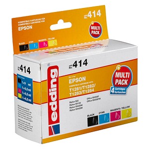 4 edding EDD-414 schwarz, cyan, magenta, gelb Tintenpatronen ersetzt EPSON T1285M 4 edding EDD-414 schwarz, cyan, magenta, gelb Tintenpatronen ersetzt EPSON T1285M