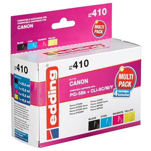 4 edding EDD-410 schwarz, cyan, magenta, gelb Tintenpatronen ersetzt Canon PGI-5 BK, CLI-8 C/M/Y 4 edding EDD-410 schwarz, cyan, magenta, gelb Tintenpatronen ersetzt Canon PGI-5 BK, CLI-8 C/M/Y