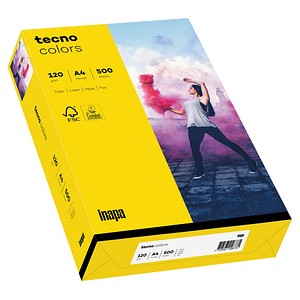 tecno Kopierpapier colors intensivgelb DIN A4 120 g/qm 250 Blatt tecno Kopierpapier colors intensivgelb DIN A4 120 g/qm 250 Blatt