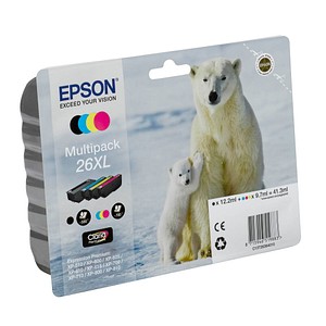 4 EPSON 26XL / T2636XL schwarz, cyan, magenta, gelb Tintenpatronen 4 EPSON 26XL / T2636XL schwarz, cyan, magenta, gelb Tintenpatronen