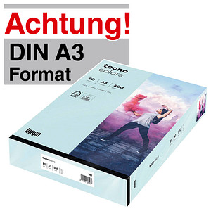 tecno Kopierpapier colors hellblau DIN A3 80 g/qm 500 Blatt tecno Kopierpapier colors hellblau DIN A3 80 g/qm 500 Blatt