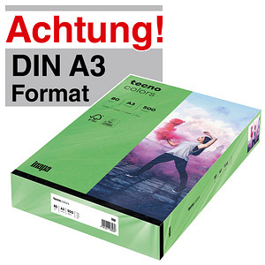 tecno Kopierpapier colors intensivgrün DIN A3 80 g/qm 500 Blatt tecno Kopierpapier colors intensivgrün DIN A3 80 g/qm 500 Blatt