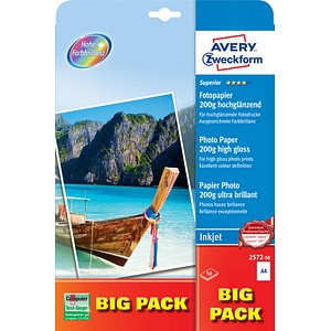 AVERY Zweckform Fotopapier 2572-50 DIN A4 hochglänzend 200 g/qm 50 Blatt AVERY Zweckform Fotopapier 2572-50 DIN A4 hochglänzend 200 g/qm 50 Blatt