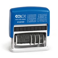 COLOP Datumstempel mit Text Mini-Info-Dater S120/WD selbstfärbend blau rot COLOP Datumstempel mit Text Mini-Info-Dater S120/WD selbstfärbend blau rot