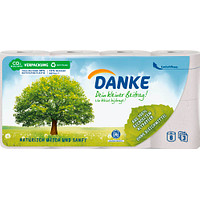 DANKE Toilettenpapier 3-lagig Recyclingpapier, 8 Rollen