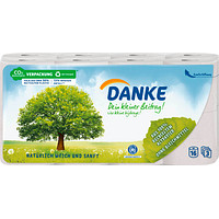 DANKE Toilettenpapier 3-lagig Recyclingpapier, 16 Rollen