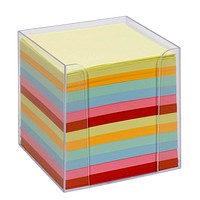folia Zettelbox transparent inkl. 700 Notizzettel farbig sortiert