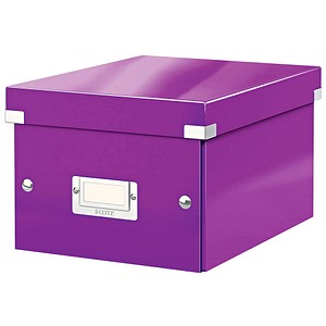 LEITZ Ablagebox Click und Store WOW, DIN A5, violett Hartpappe mit PP-Folie, Aufbau mittels Druckknö