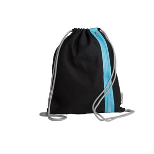 PAGNA Turnbeutel Go schwarz/azurblau Zipper 46x36cm