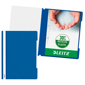 LEITZ Schnellhefter Standard, DIN A4, PVC, blau aus PVC-Hartfolie, Vorderdeckel transparent, Heftmec