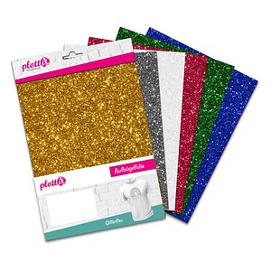 PLOTTIX GlitterFlex Aufbügelfolie 6 St. farbsortiert (glitzer) Effekt-Folie 20,0 x 3; 1 Pack = 6 St.