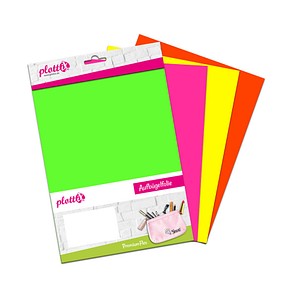 PLOTTIX PremiumFlex Neon Aufbügelfolie 4 St. farbsortiert (neon) Flex-Folie 20,0 x 3; 1 Pack = 4 St.