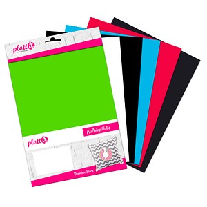 PLOTTIX PremiumFlock Aufbügelfolie 6 St. farbsortiert Flock-Folie 20,0 x 30,0 cm,  6; 1 Pack = 6 St.