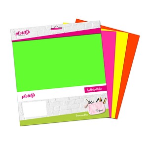 PLOTTIX PremiumFlex Neon Aufbügelfolie 4 St. farbsortiert (neon) Flex-Folie 30,0 x 3; 1 Pack = 4 St.