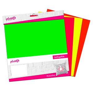 PLOTTIX PremiumFlock Neon Aufbügelfolie 4 St. farbsortiert (neon) Flock-Folie 30,0 x; 1 Pack = 4 St.