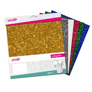 PLOTTIX GlitterFlex Aufbügelfolie 6 St. farbsortiert (glitzer) Effekt-Folie 30,0 x 3; 1 Pack = 6 St.