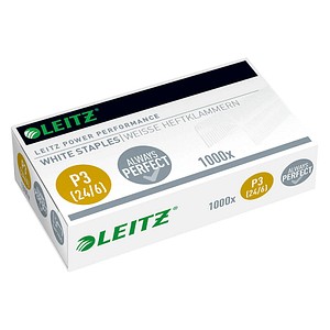 LEITZ Heftklammern 24/6 Power Performance 3, weiß Inhalt: 1.000 Stück - 10 Stück (5554-00-00)