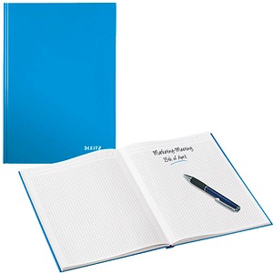 LEITZ Notizbuch WOW, DIN A4, kariert, blau metallic 80 Blatt, 90 g/qm, holzfrei, fester Einband aus