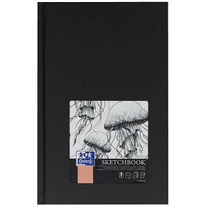 HAMELIN Oxford Skizzenbuch Hardcover, DIN A5, 96 Blatt, schwarz Sketchbook, 100 g/qm Papier, Fadenhe