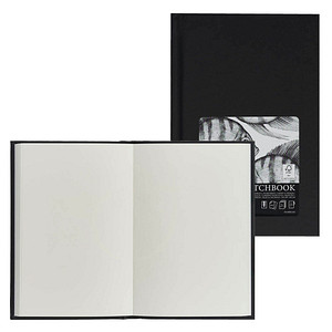 HAMELIN Oxford Skizzenbuch Hardcover, DIN A6, 96 Blatt, schwarz Sketchbook, 100 g/qm Papier, Fadenhe