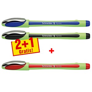 SCHNEIDER SCHREIBGERÄTE 2+1 Fineliner X-Press sz,bu,rt; 1 Aktionspack = 2 St.