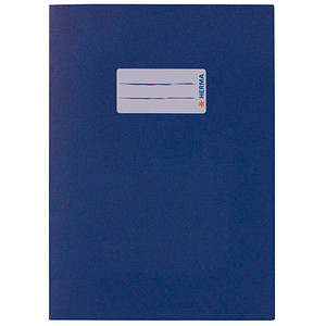 HERMA Heftschoner Recycling, DIN A5, aus Papier, dunkelblau mit Beschriftungsetikett, 100 % Altpapie