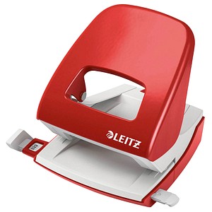 LEITZ Locher Nexxt 5008, Stanzleistung: 30 Blatt, rot aus Metall, mit Anschlagschiene für A4, A5, A6