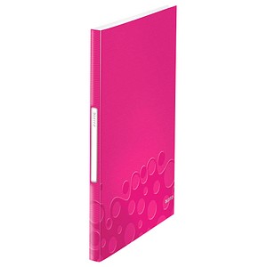 LEITZ Sichtbuch WOW, A4, PP, mit 40 Hüllen, pink-metallic laminierte Oberfläche, Oberflächenstruktur