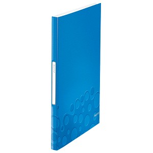 LEITZ Sichtbuch WOW, A4, PP, mit 40 Hüllen, blau-metallic laminierte Oberfläche, Oberflächenstruktur