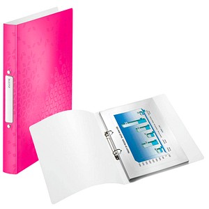 LEITZ Ringbuch WOW, DIN A4, PP, pink-metallic, 2 Ringe 2 Ring-Reißmechanik, Rückenbreite: 32 mm, Rin