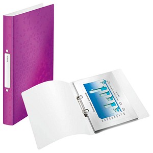 LEITZ Ringbuch WOW, DIN A4, PP, violett, 2 Ringe 2 Ring-Reißmechanik, Rückenbreite: 32 mm, Ringdurch