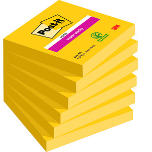 3M Post-it® Super Sticky Notes Haftnotizen extrastark 654-S6 gelb 6 Blöcke