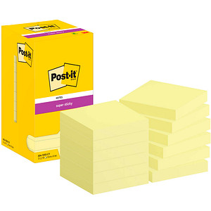 3M Post-it® Super Sticky Notes Haftnotizen extrastark 65412SY gelb 12 Blöcke