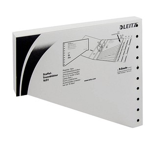 LEITZ Staffel-Trennblätter, DIN A4 Überbreite, grau Kraftkarton 200 g-qm, druch gestaffelte Anordnun
