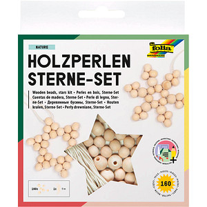 FOLIA Perlen-Set Sterne aus Holz natur natur