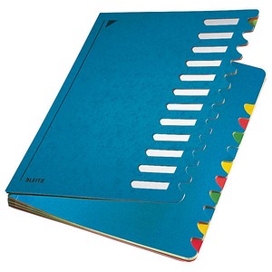 LEITZ Pultordner Deskorganizer Color, A4, 1-12, blau 12 Fächer, Fächerblock aus Colorspankarton 320