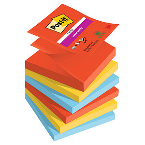 3M Post-it® Super Sticky Playful Haftnotizen extrastark farbsortiert 6 Blöcke