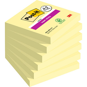 3M 4 + 2 GRATIS: Post-it® Super Sticky Notes Haftnotizen extrastark gelb 4 Bl