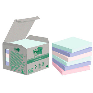 3M Post-it® Recycling Notes Rainbow Haftnotizen Standard farbsortiert 6 Blöcke