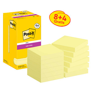 3M 8 + 4 GRATIS: Post-it® Super Sticky Haftnotizen extrastark gelb 8 Blöcke +