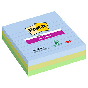 3M Post-it® Super Sticky Oasis Haftnotizen extrastark farbsortiert 3 Blöcke