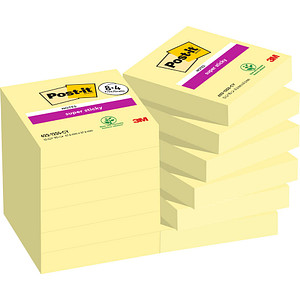 3M 8 + 4 GRATIS: Post-it® Super Sticky Notes Haftnotizen extrastark gelb 8 Bl